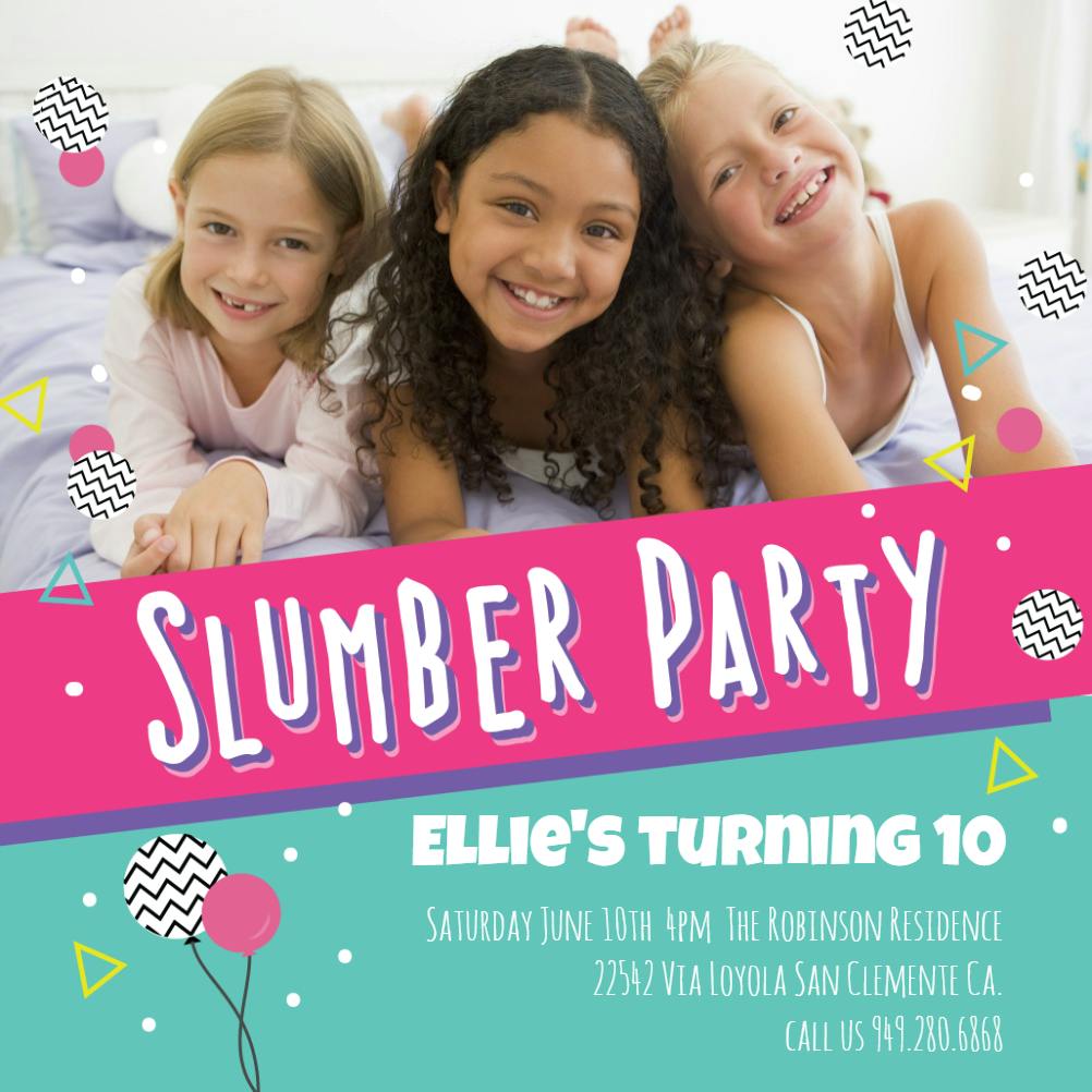 Bday Sleepover Sleepover Party Invitation Template (Free) Greetings